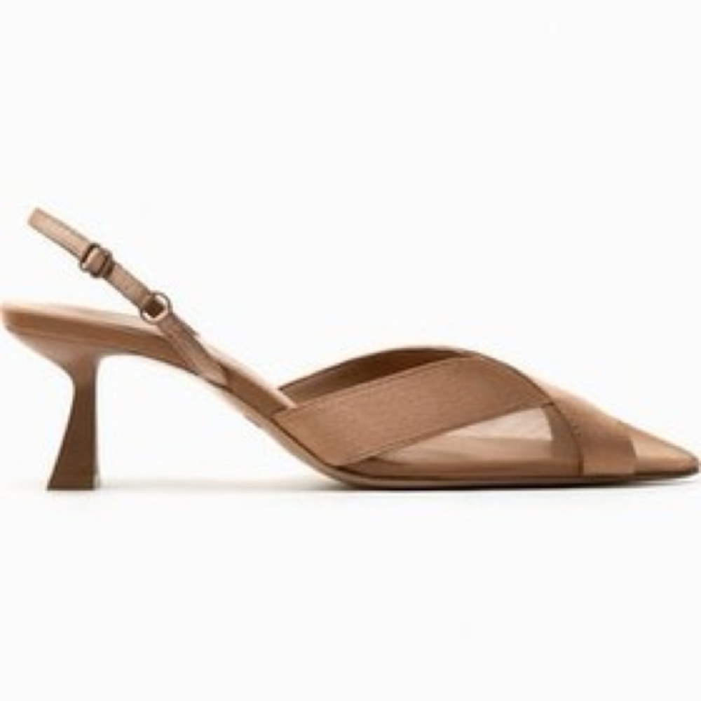 Zara Brown Kitten Heeled Shoes - Picture 2 of 11